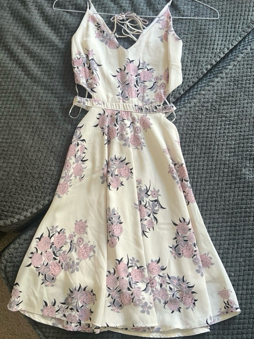 Sienna Sky Cream Dress with Pink Floral Print